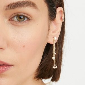 Tory Burch Tassel Pearls Medium Length Earrings